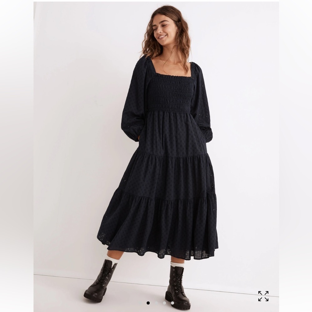 Madewell Lucie‎ Cut Out Back Midi Dress medium boho cottagecore prairie holiday